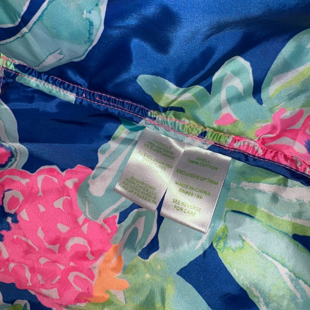 Lilly Pulitzer Womens Neon Pink Quilted Peplum Puffer Vest Floral Lining Small - Picture 4 of 7